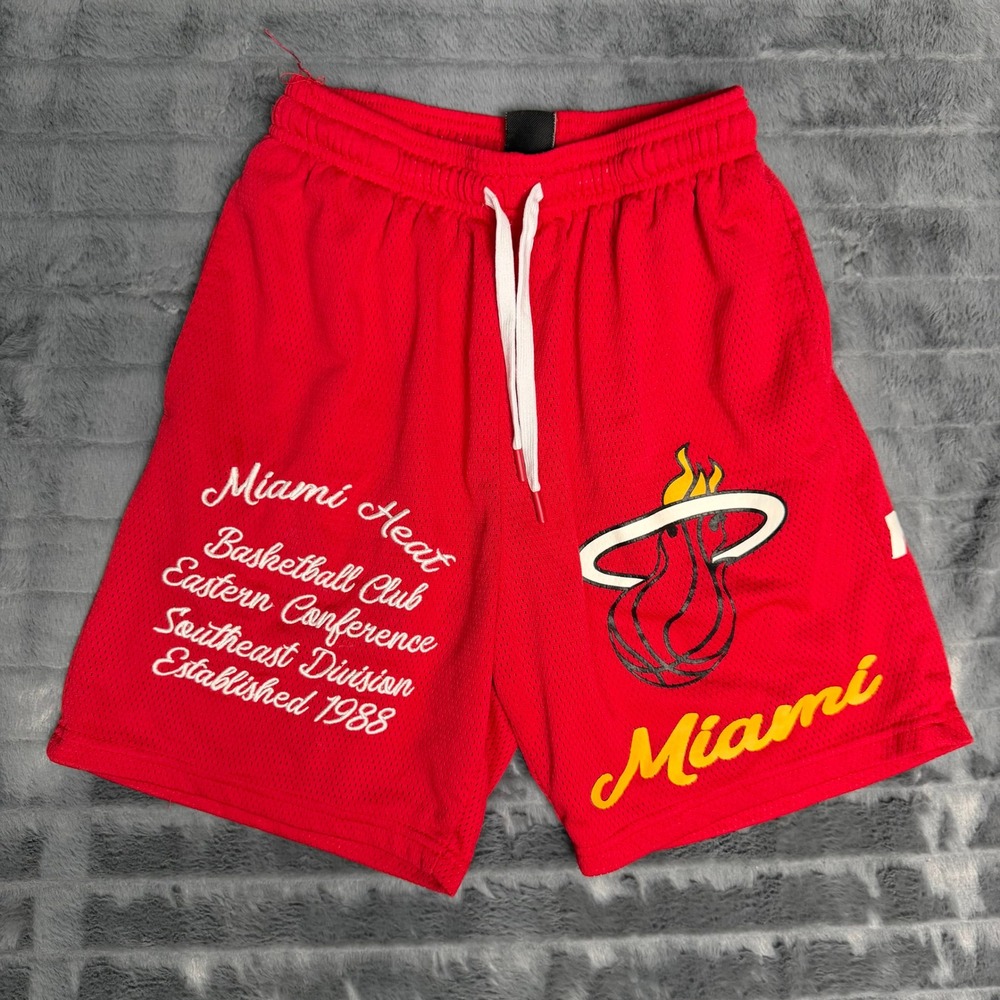 Ultra Game Miami Heat Basketball Shorts Mens XS Red Mesh NBA Graphic Athletic